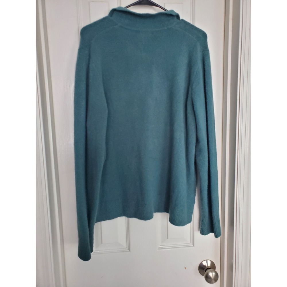 J.Crew Johnny Collar Wool Blend Teal Blue Extra-Soft Knit Pullover XL Preppy - Picture 6 of 8